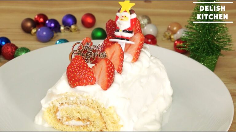 クリスマスケーキにぴったり！白いブッシュドノエルの作り方｜How to make white bush de noel レシピ recipe