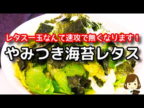 これ必ずレシピを聞かれるんですが超簡単です！ポリ袋で振り混ぜるだけの『やみつき海苔レタス』の作り方Nori seaweed and lettuce