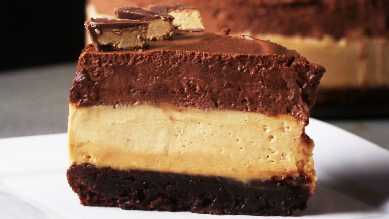 綺麗な3層♪チョコとピーナッツバターのボックスケーキ