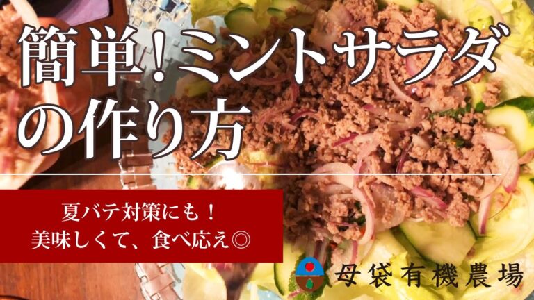 【簡単ミント料理をご紹介！】ミントが香るエスニックサラダの作り方　～美味しくて夏バテ対策にも◎～【ネオナチュラル母袋有機農場】