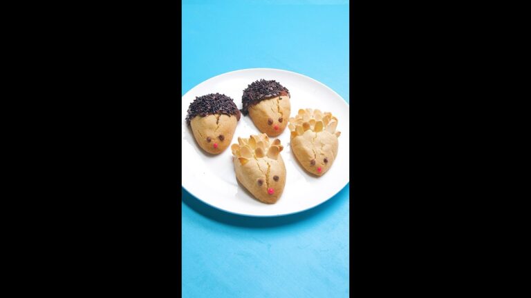 【今にも走り出しそう♡】ホットケーキミックスでさくさくハリネズミレシピ / Hedgehog Cookies #Shorts