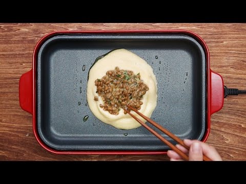 ホットプレートで♪ふわふわ納豆オムレツ