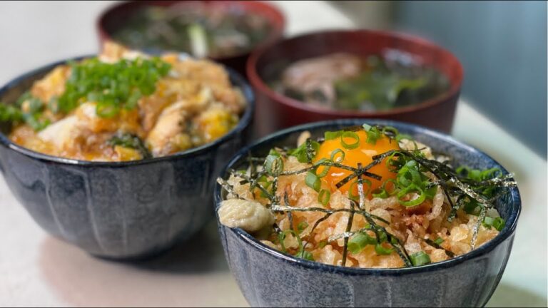 【パパっとランチに】天かすTKGと天とじ丼