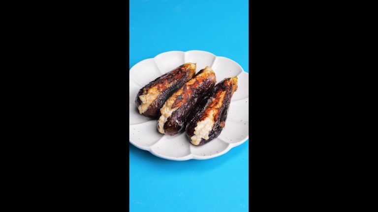 【なすに鶏ひき挟んで焼いたらうますぎた件】これから旬♡なすのおいしい食べ方！ / Eggplant Hasamiyaki #Shorts