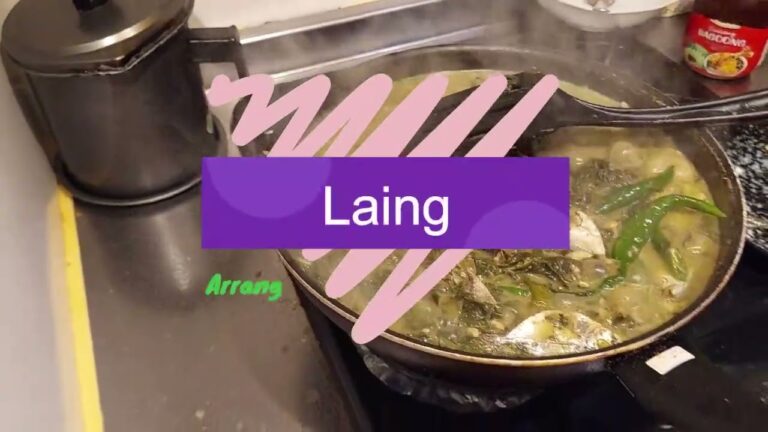 Laing(gabi leaves)：フィリピンビコール地方の郷土料理です。タロイモの葉のココナッツミルク煮込みです。タロイモの葉がメインですが、魚や豚肉を一緒に煮込みます。低糖質で完璧な料理です。