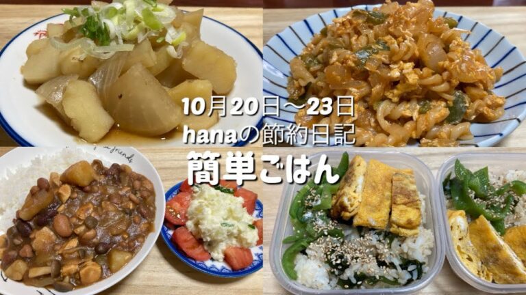 簡単ごはん/大根の煮物/スパイラルマカロニ/豆ブラウンシチュー、ポテトサラダ/わかめ弁当